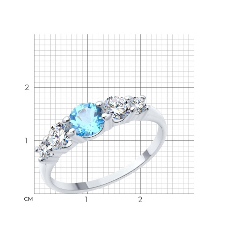 Кольцо из серебра с топазом и фианитами