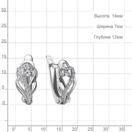 Серьги из серебра с фианитами
