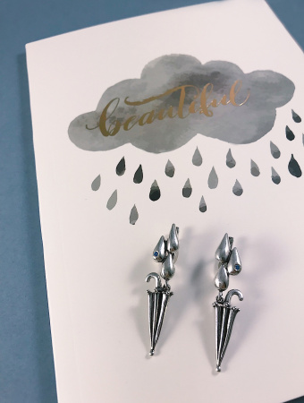 Серебряные серьги «Зонтик»