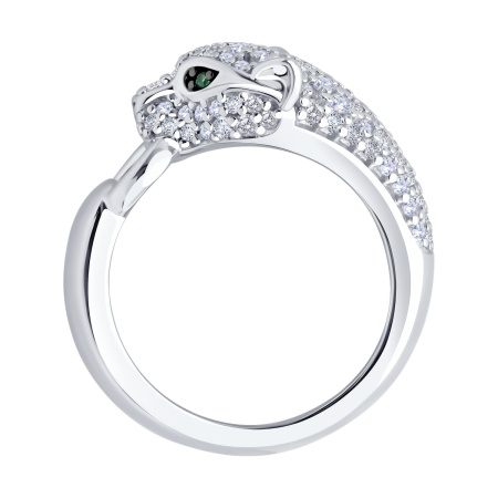 Серебряное кольцо с фианитами «Пантера»