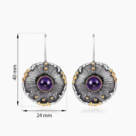 Серебряные серьги «Аметистовая Энигма»
