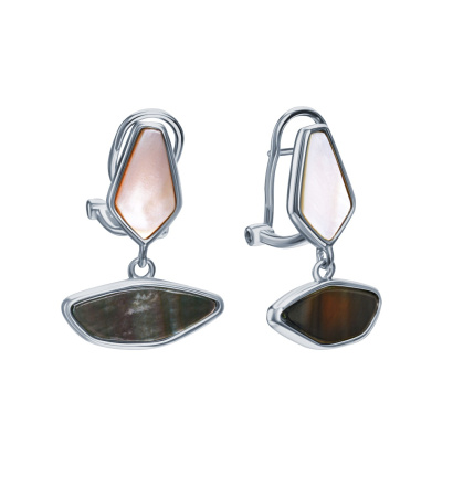 Серьги из серебра с перламутром «Цветение»