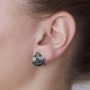 Серьги из серебра с зеленым агатом, шпинелью и топазами