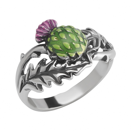 Кольцо из серебра с эмалью «Чертополох»