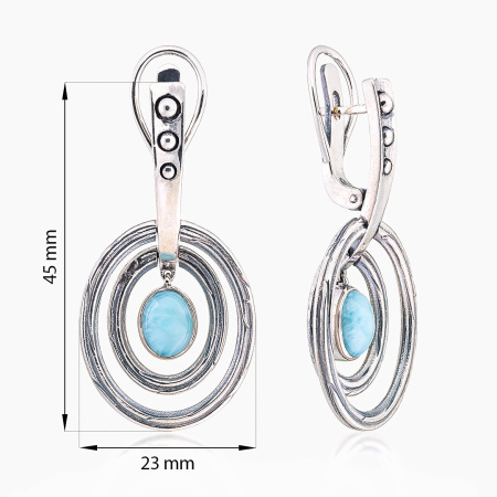 Серьги из серебра с камнем ларимар