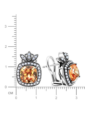 Серебряные серьги с фианитами Swarovski