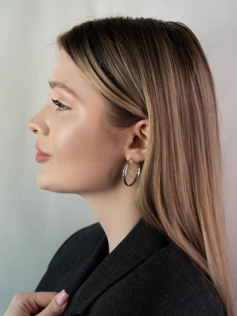 Серьги-конго из серебра с алмазной огранкой