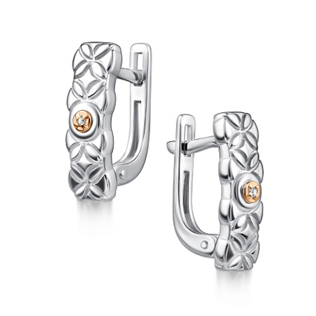 Серебряные серьги с бриллиантами и позолотой