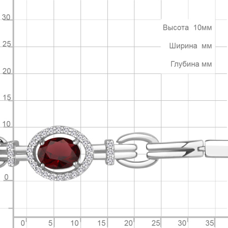 Браслет из серебра с гранатом и фианитами