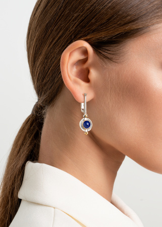 Серьги из серебра с лазуритом в позолоте