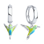 Серебряные серьги с эмалью «Колибри»