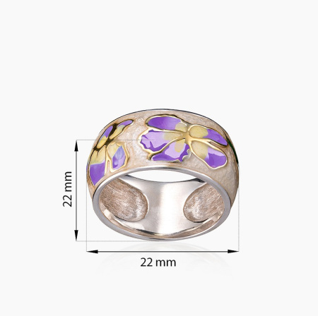Серебряное кольцо «Ирисовый Сумеречный Оттенок» с эмалью
