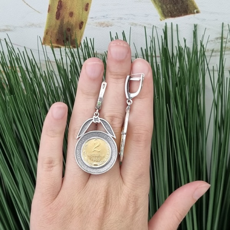 Серебряные серьги монетка «Назад в СССР»