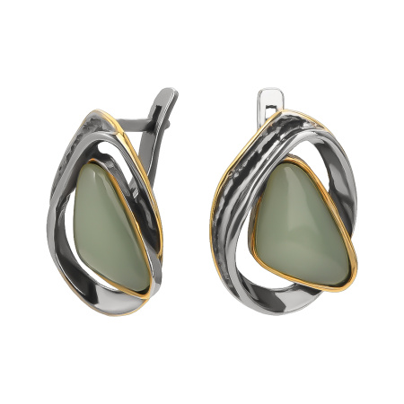 Серьги из серебра с нефритом