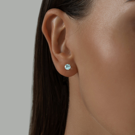 Серьги-пусеты из серебра с топазом