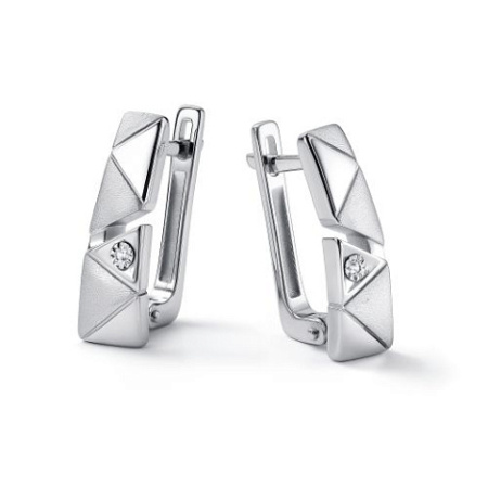 Серебряные серьги с бриллиантом