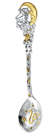 Серебряная ложка «Зодиак Лев» с позолотой