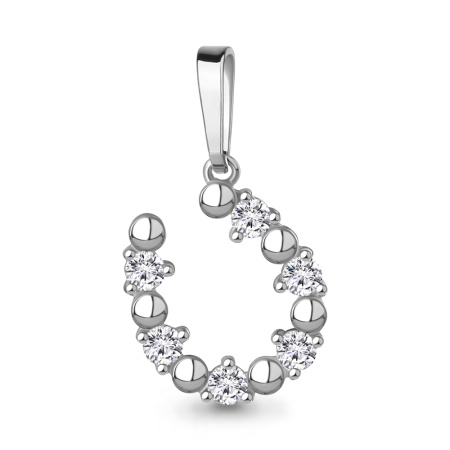 Подвеска из серебра с фианитом «Подкова»