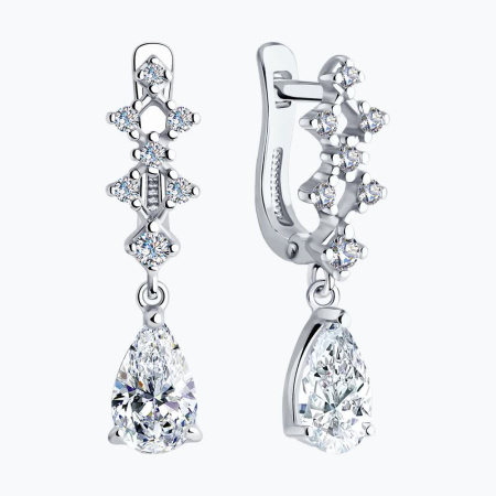 Серьги из серебра с фианитами