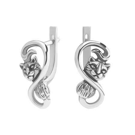 Серьги из серебра «Infinity» кошка