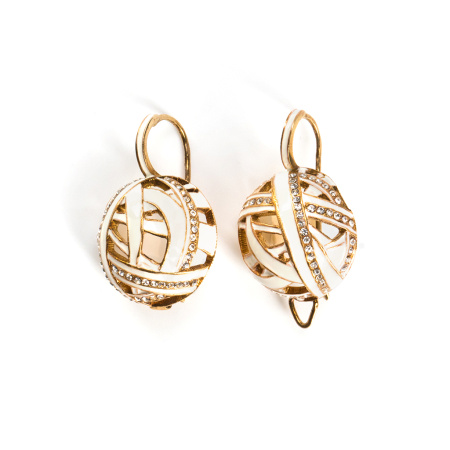 Серебряные серьги с эмалью и фианитами