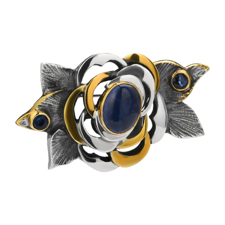 Брошь из серебра с танзанитом «Цветок»