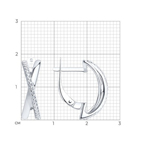 Серьги из серебра с фианитами «Крест» SOKOLOV