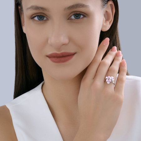 Серебряное кольцо с эмалью «Цветы»