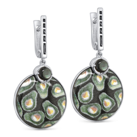 Серьги из серебра с перламутром и эмалью «Авокадо»