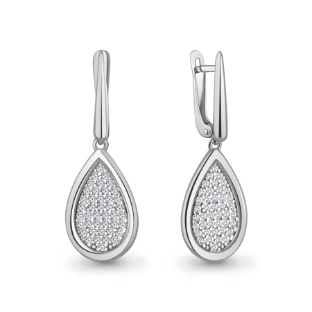Серьги из серебра с фианитами «Капли»