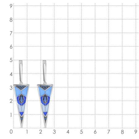 Серьги из серебра с холодной эмалью и фианитами