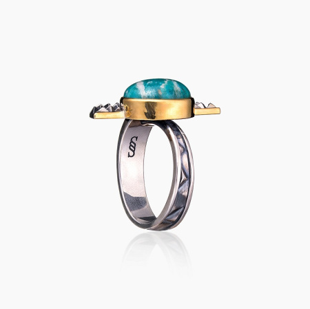 Серебряное кольцо «Амазонитовый Веер»