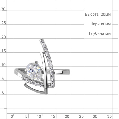 Кольцо из серебра с фианитами