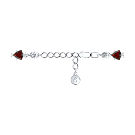 Браслет из серебра с гранатами и фианитами