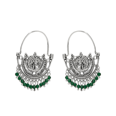 Серебряные серьги «Ажур» с хризопразом