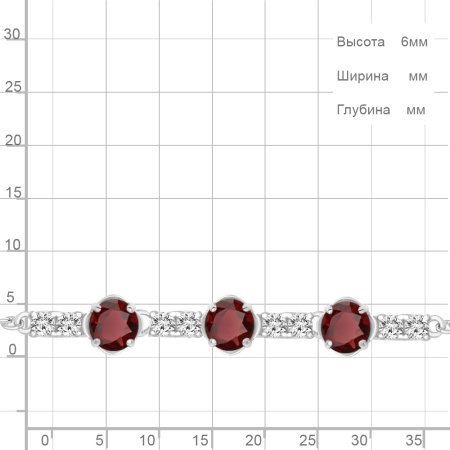 Браслет из серебра с гранатами и фианитами