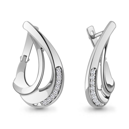 Серьги из серебра с фианитами «Капля»